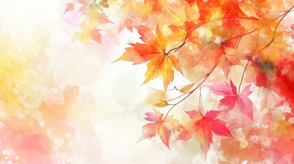 Fototapeta premium A vibrant autumn scene with colorful leaves against a soft, blended background.