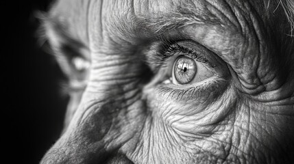 Fototapeta premium Black and white image of an elderly man’s wise eyes