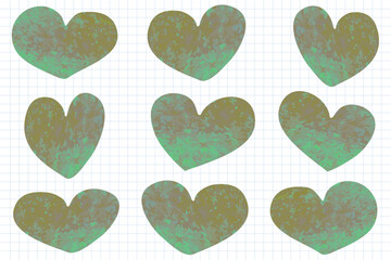 Fototapeta premium dark green color art different hearts icons set vector