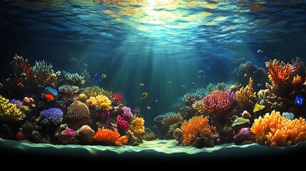 Naklejka premium coral reef and fishes