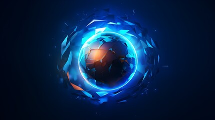 Obraz premium Abstract Blue Sphere Glowing Energy Fractal Art