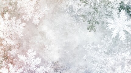 Winter Wonderland Frost-Covered Branches and Snowflakes