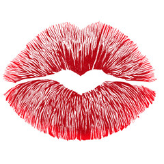 Fototapeta premium Red Lips Print – Expressive Textured Illustration