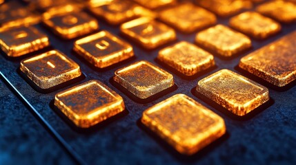 Glowing Buttons on a Modern Keyboard with Bright Orange Illumination