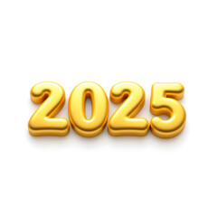 3d gold 2025 text very shine gold color