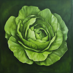 Obraz premium Fresh Tender Lettuce on Another Deep Green Background