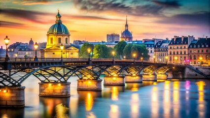Fototapeta premium Paris Pont des Arts Love Locks Bridge High Depth of Field Photography