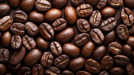 Naklejka premium Heap of coffee beans in a dark setting