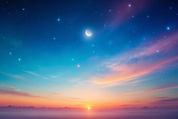 Fototapeta premium Pastel Night Sky Gradient - Minimalist Night Photography Background