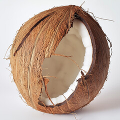 Behold the Natural Glow of a Cracked Coconut with Fibrous Edges