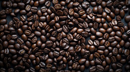 Obraz premium Closeup of coffee beans on a black background