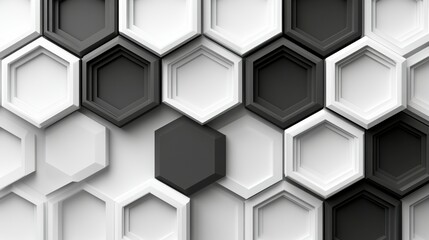 Fototapeta premium Hexagonal honeycomb design in 3D, layered for a futuristic, molecular pattern, offering a stylish and structured background ideal for science and tech-related content