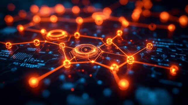 Hexagonal honeycomb design in 3D, layered for a futuristic, molecular pattern, offering a stylish and structured background ideal for science and tech-related content