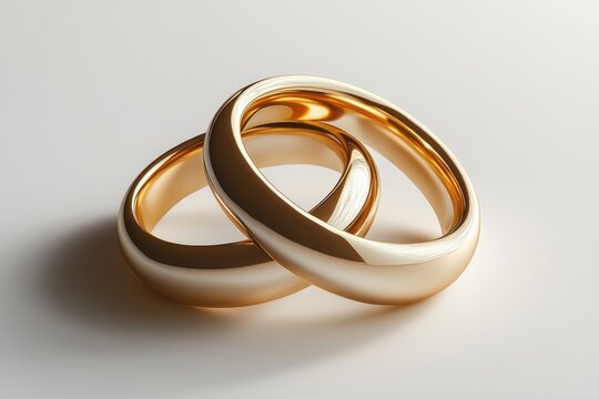Two golden wedding rings intertwined symbolizing everlasting love and commitment
