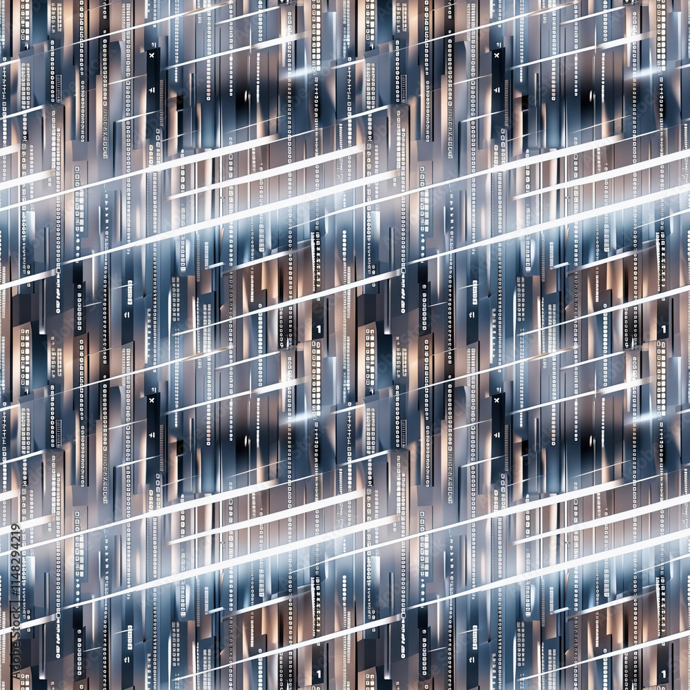 Poster Seamless abstract pattern of diagonal lines with cool tones for modern design applications