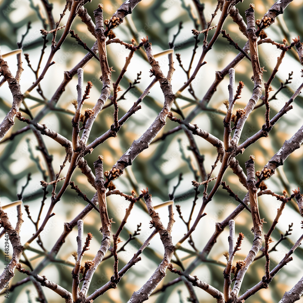 Poster Seamless pattern of bare branches for nature-inspired and rustic design applications