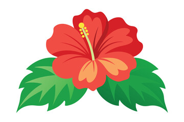3d hibiscus flower vector illustration on white background © mdbhraju76
