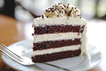 Delicious Chocolate Cake Slice with Creamy Frosting