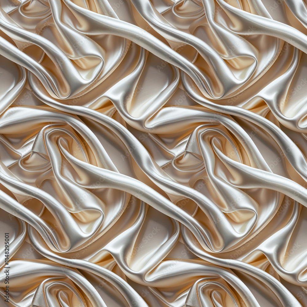 Poster Seamless pattern of luxurious satin fabric with flowing textures for elegant design applications