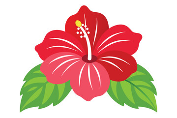 3d hibiscus flower vector illustration on white background