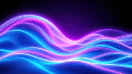 Fototapeta premium Neon Light Waves. Vibrant Digital Energy. Ideal For A Desktop Wallpaper Or Background.