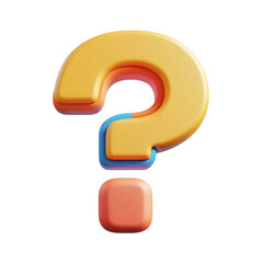 Naklejka premium 3D Cartoon-Style Question Mark Symbol with Round Edges and Matte Finish on White Background
