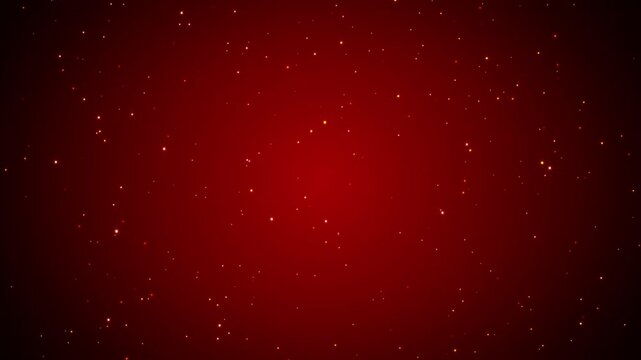 Golden Glittering Particles Shower on Red Background