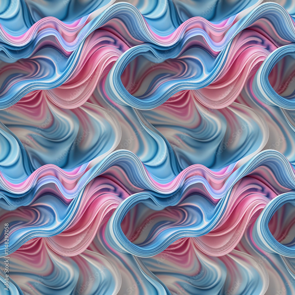 Poster Seamless abstract wave pattern with soft pastel colors for artistic design applications