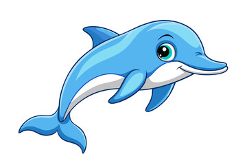 Cute dolphin illustration in white background