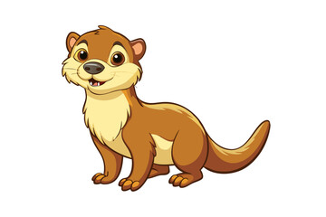 Cute Otter illustration in withe background