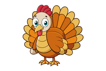 Cute Turkey illustration in withe background