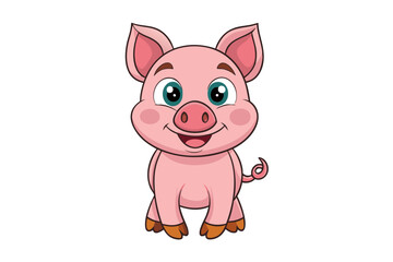 Cute pig illustration in withe background
