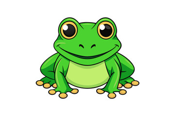 Cute frog illustration in withe background