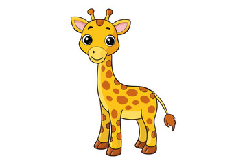 Cute giraffe illustration in withe background