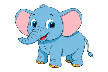 Cute elephant illustration in withe background