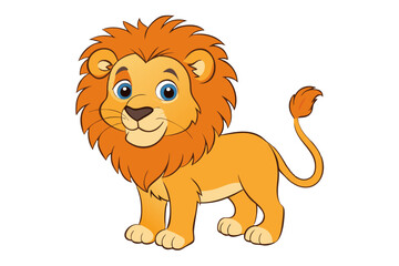Cute lion illustration in withe background
