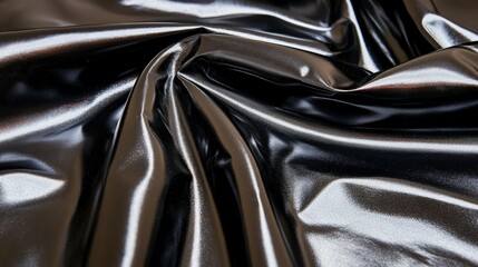Fototapeta premium Luxurious Black Metallic Fabric Drape - Elegant Shiny Textile Texture