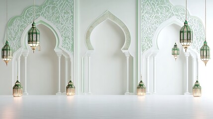 Elegant Islamic Architecture With Hanging Lanterns