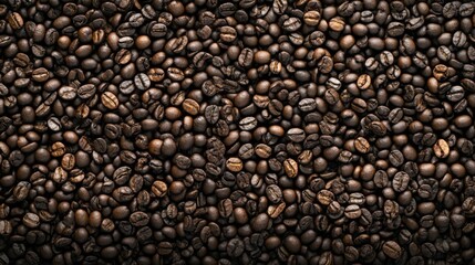 Fototapeta premium Close-up of roasted coffee beans on textured surface
