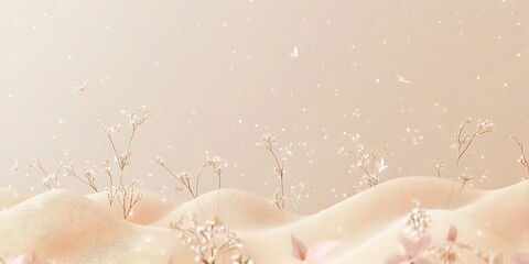 Delicate Flowers Adorn Gentle Beige Undulating Landscape