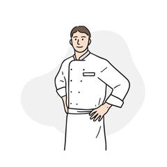 Illustration of a male chef standing with his hands on his waist