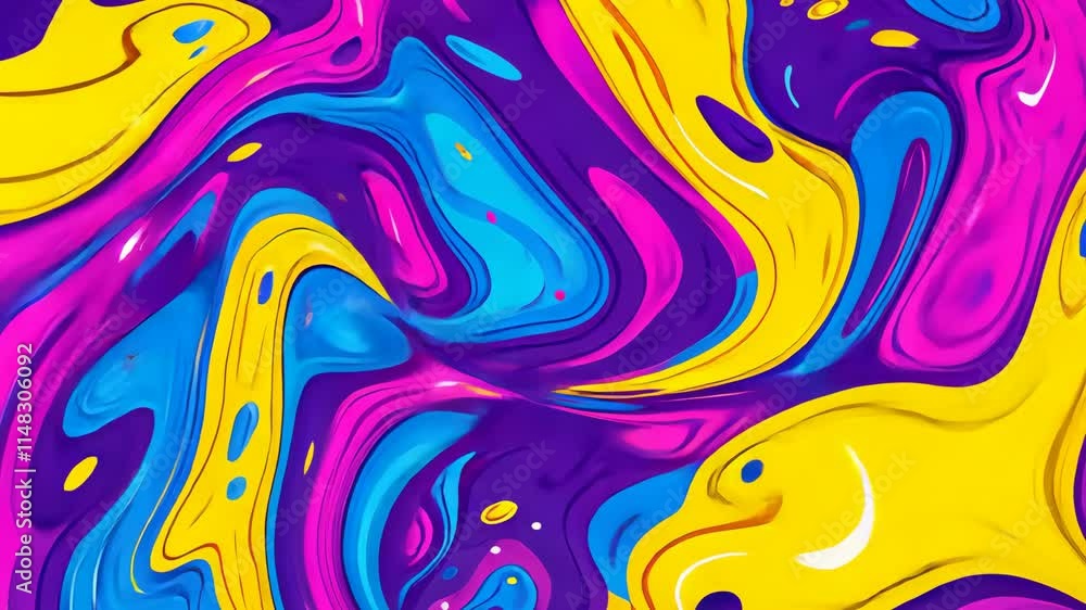Aufkleber vibrant abstract swirl pattern with vivid colors in dynamic motion at an art exhibit