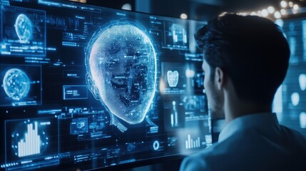 Futuristic Technology Interface with AI Visualization