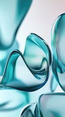 Abstract turquoise glass shapes with gradient.
