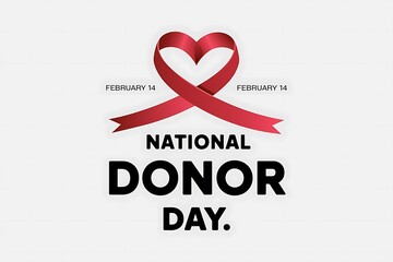 National Donor Day Illustration with Heart-Shaped Ribbon - February 14