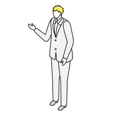 アイソメトリック_スーツ姿で立っている男性のイラスト