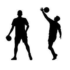 Handball player silhouette vector illustration design on white background.