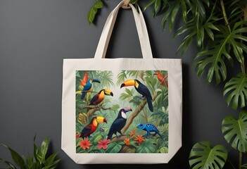 Hand Bag with jungle pattern