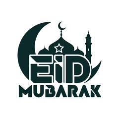 Typography Eid Mubarak  Banner Design