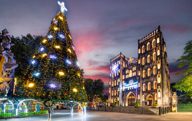 Saint Joseph’s Cathedral Church in Hanoi city before Christmas